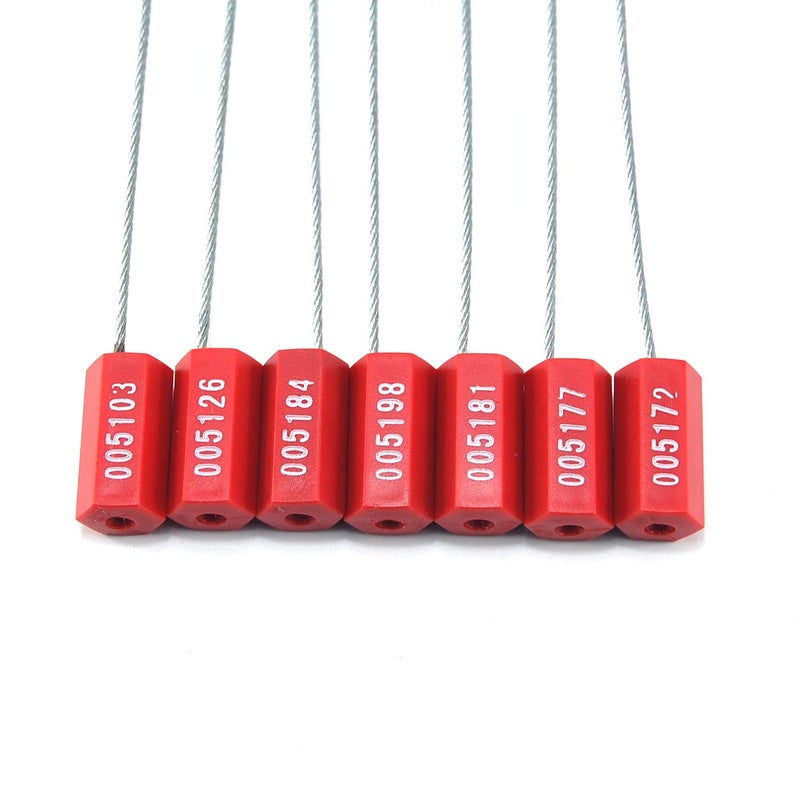 LeadSeals Steel Security Cable Seals Metal Numbered Security Tags Tamper Proof Pull-Tite Container Trailer Seal Ties Straps (Red, Pack of 100pcs) - Image 2